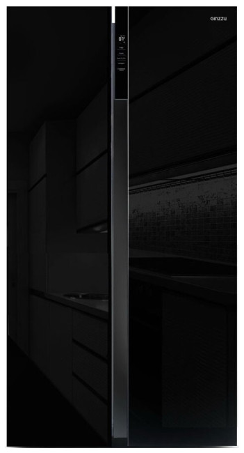 Холодильник Side by Side Ginzzu NFI-5212 Black glass