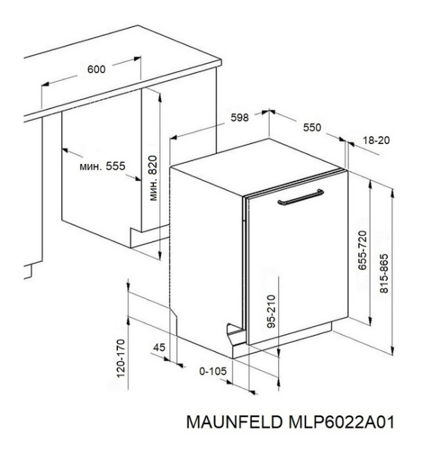 Встраиваемая посудомоечная машина Maunfeld MLP6022A01 Light Beam Встраиваемая посудомоечная машина Maunfeld MLP6022A01 Light Beam