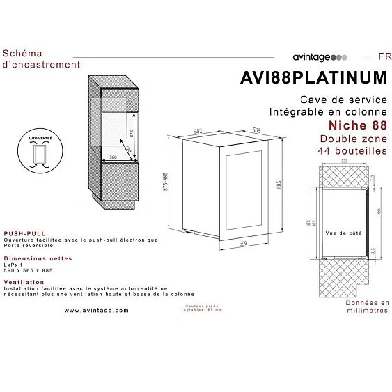 Винный шкаф AVINTAGE AVI88 PLATINUM Винный шкаф AVINTAGE AVI88 PLATINUM
