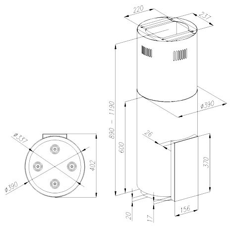 Каминная вытяжка Konigin Eqilibrium W Inox