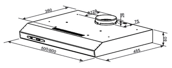 Вытяжка Homsair HORIZONTAL 50 НЕРЖАВЕЙКА