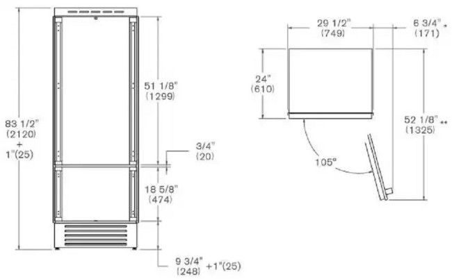 Встраиваемый холодильник Bertazzoni REF755BBRXTT Встраиваемый холодильник Bertazzoni REF755BBRXTT
