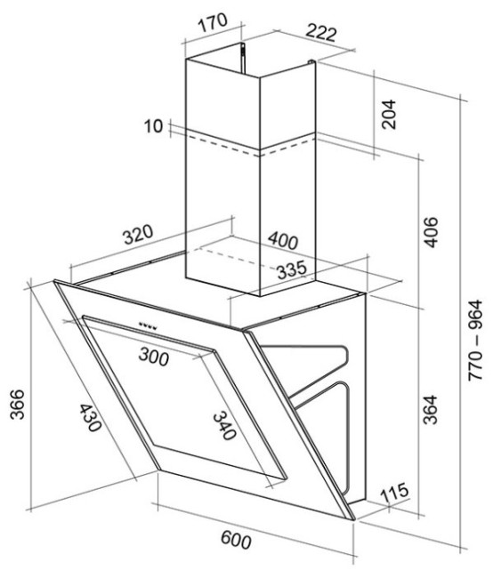 Каминная вытяжка Shindo OSTARIA sensor 60 SS/BG Каминная вытяжка Shindo OSTARIA sensor 60 SS/BG
