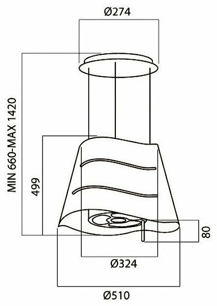 Каминная вытяжка Elica WAVE BK/F/51 Каминная вытяжка Elica WAVE BK/F/51
