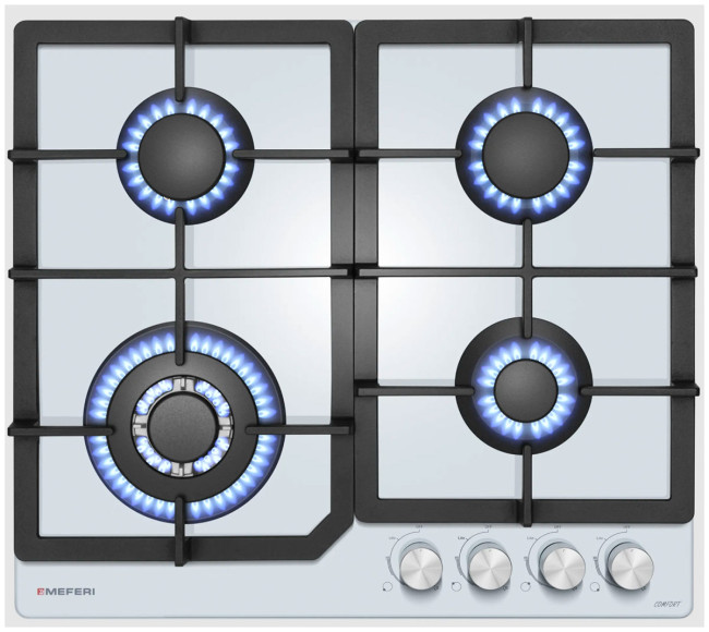 Газовая варочная панель Meferi MGH604WH GLASS COMFORT
