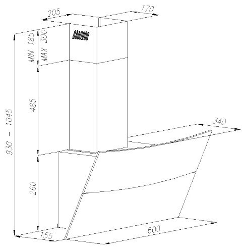 Каминная вытяжка Konigin LATTEA 60 WH