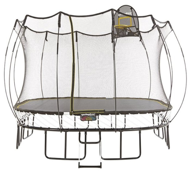 Каркасный батут Springfree S113 Лестница и Баскетбольное кольцо 340х340х280 см
