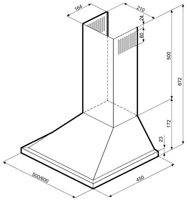 Каминная вытяжка Krona Bella PB 500 black