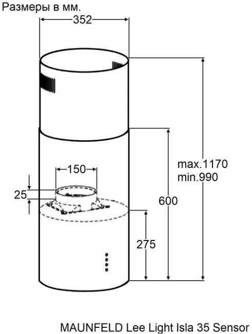 Вытяжка Maunfeld Lee Light Isla 35 Sensor нержавеющая сталь Вытяжка Maunfeld Lee Light Isla 35 Sensor нержавеющая сталь