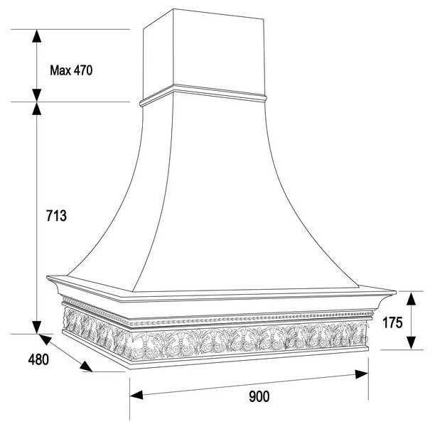 Каминная вытяжка Vialona Cappe Инфинити inca 550 90 Каминная вытяжка Vialona Cappe Инфинити inca 550 90