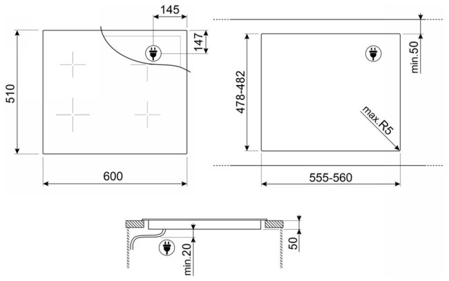 Электрическая варочная панель Smeg SIM1644D Электрическая варочная панель Smeg SIM1644D