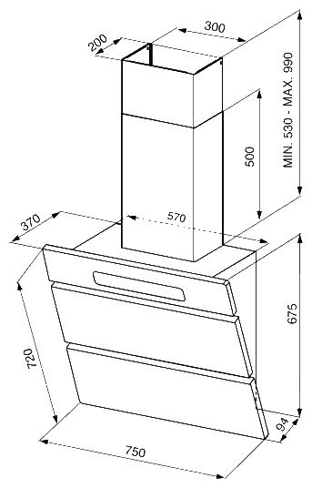 Каминная вытяжка smeg KMN 75 X