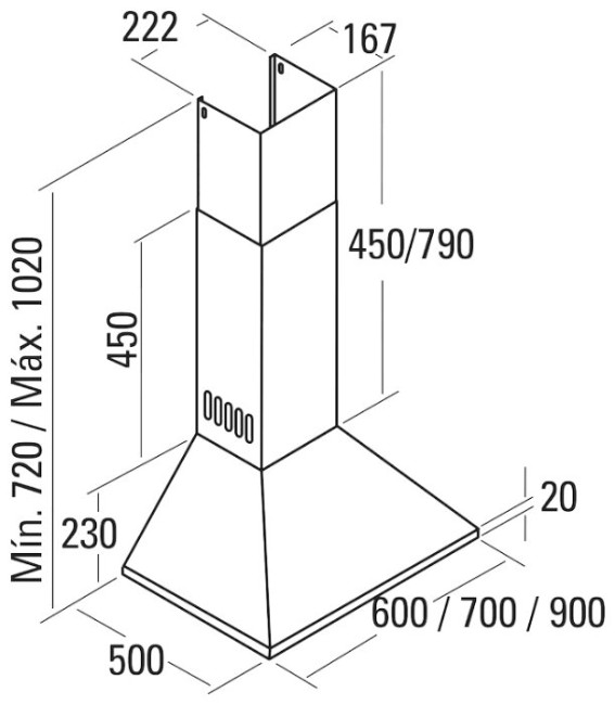 Каминная вытяжка EXITEQ ROSIX 60 IX