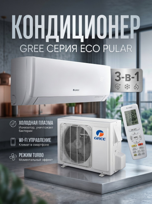 Сплит-система Gree Pular Eco GWH12AGBXB-K6DNA4K WI-FI