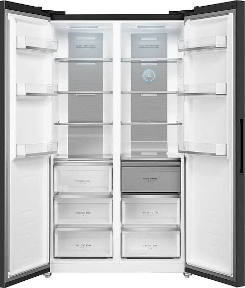 Холодильник WEISSGAUFF WSBS 1036 Inverter NoFrost Premium Black Glass