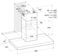 Каминная вытяжка Ariston HHBS 9.7F LLI X Каминная вытяжка Ariston HHBS 9.7F LLI X