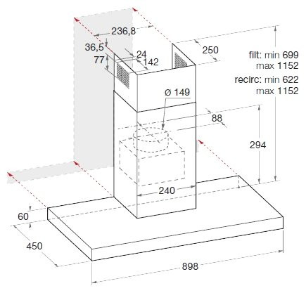 Каминная вытяжка Ariston HHBS 9.7F LLI X