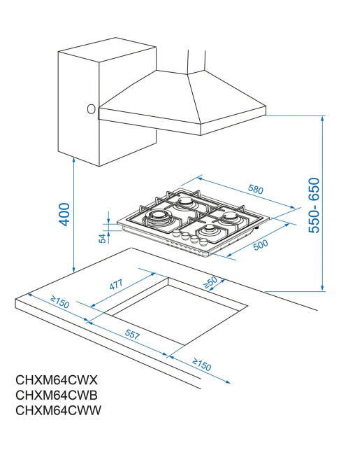 Газовая варочная панель Candy CHXM64CWW Газовая варочная панель Candy CHXM64CWW