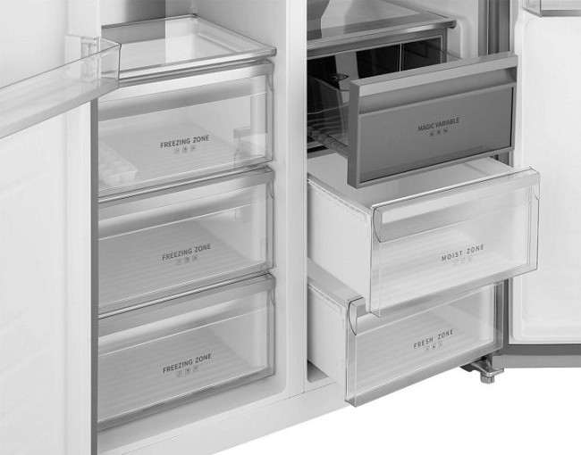 Холодильник WEISSGAUFF WSBS 1036 Inverter NoFrost Premium White Glass