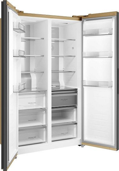 Холодильник WEISSGAUFF WSBS 1036 Inverter NoFrost Premium Сhampagne Glass Холодильник WEISSGAUFF WSBS 1036 Inverter NoFrost Premium Сhampagne Glass
