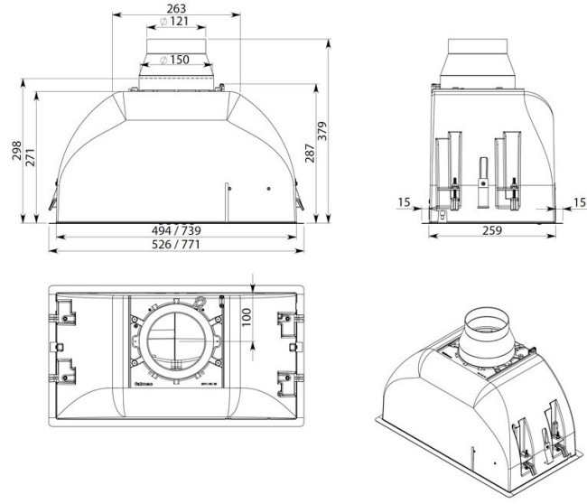 Встраиваемая вытяжка Falmec Built-In Burano Plus 70 BK