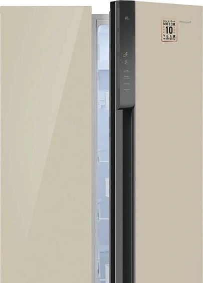 Холодильник WEISSGAUFF WSBS 500 Inverter NoFrost Beige Glass Холодильник WEISSGAUFF WSBS 500 Inverter NoFrost Beige Glass