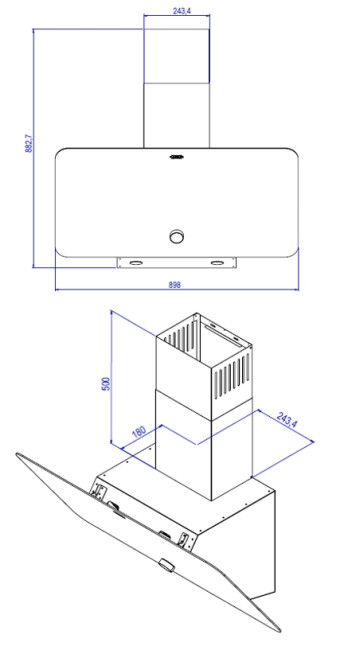 Вытяжка наклонная стеклянная Kanzler D 509 S