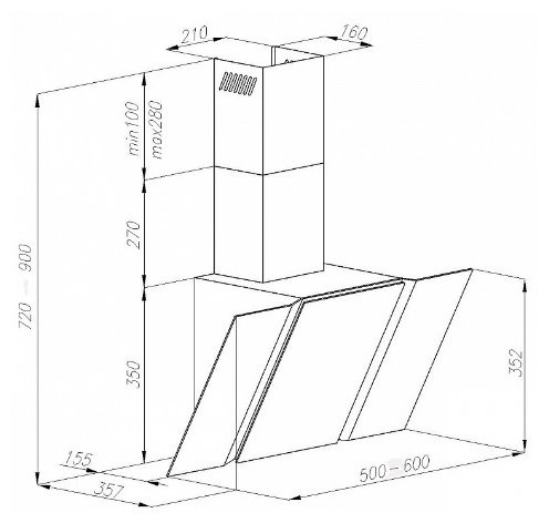 Каминная вытяжка MAUNFELD Trent Glass 50 белый