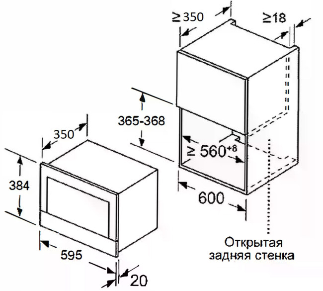 Встраиваемая микроволновая печь СВЧ Meferi MMO6025BK POWER