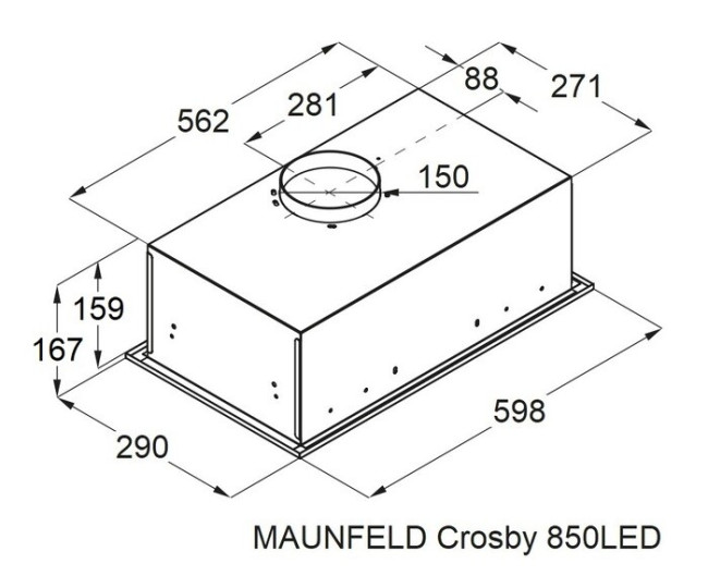 Встраиваемая вытяжка Maunfeld Crosby 850LED черный