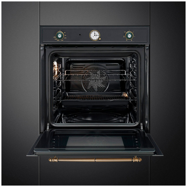 Электрический духовой шкаф Smeg SFP67C1TAO (цвет антрацит, фурнитура латунная) Электрический духовой шкаф Smeg SFP67C1TAO (цвет антрацит, фурнитура латунная)