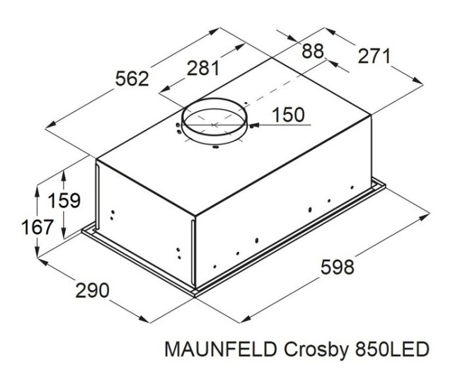 Встраиваемая вытяжка Maunfeld Crosby 850LED нержавеющая сталь Встраиваемая вытяжка Maunfeld Crosby 850LED нержавеющая сталь