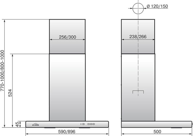 Каминная вытяжка Elikor Квадра 60П-650-К3Д антрацит