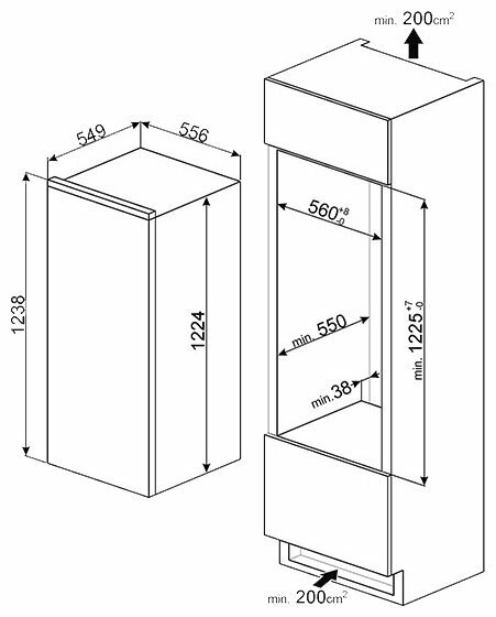 Встраиваемый холодильник smeg SD7185CSD2P1 Встраиваемый холодильник smeg SD7185CSD2P1