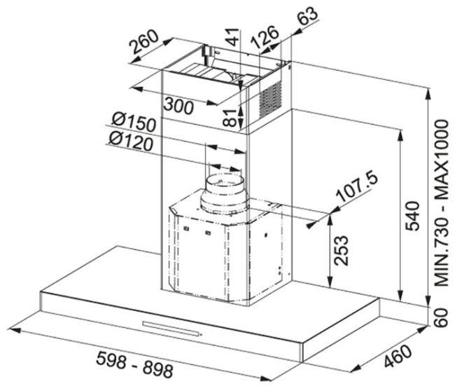 Каминная вытяжка FRANKE FCR 925 TC WH XS