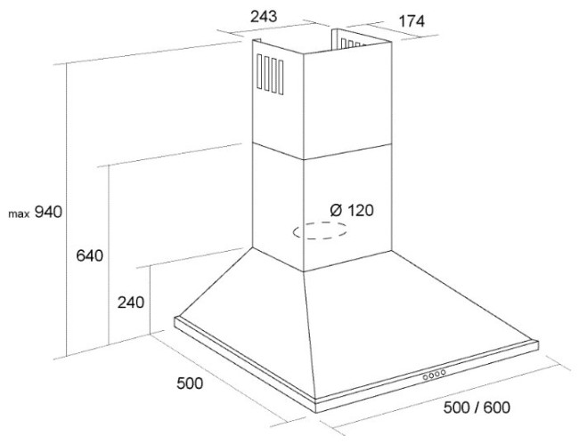 Каминная вытяжка PYRAMIDA KH 50 BK Каминная вытяжка PYRAMIDA KH 50 BK