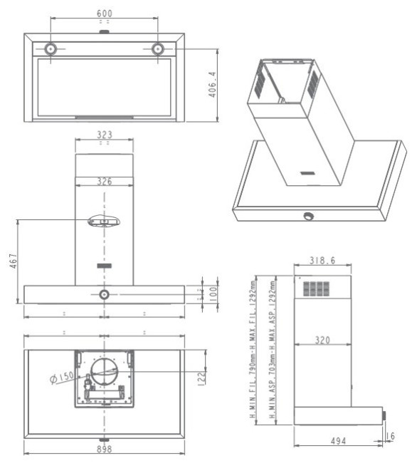Каминная вытяжка KitchenAid KEWPP 90010 Каминная вытяжка KitchenAid KEWPP 90010