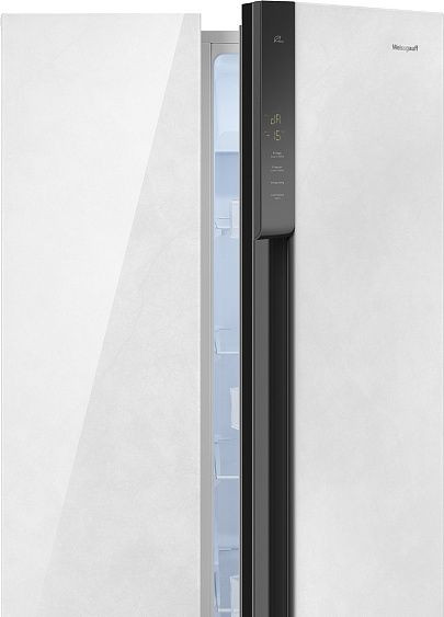 Холодильник WEISSGAUFF WSBS 500 Inverter NoFrost White Rock Glass