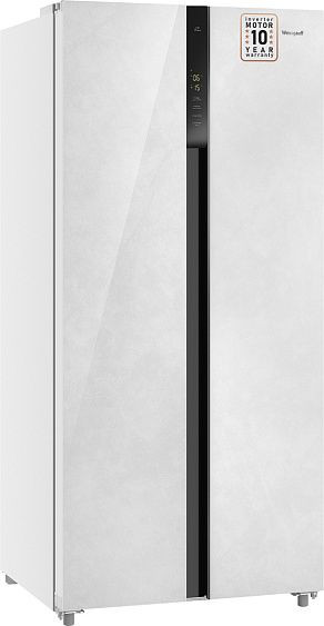 Холодильник WEISSGAUFF WSBS 500 Inverter NoFrost White Rock Glass
