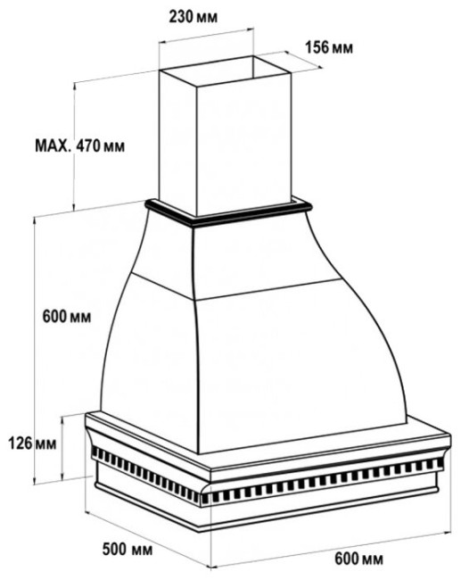 Каминная вытяжка Vialona Cappe Нике ППУ ICH-650 60