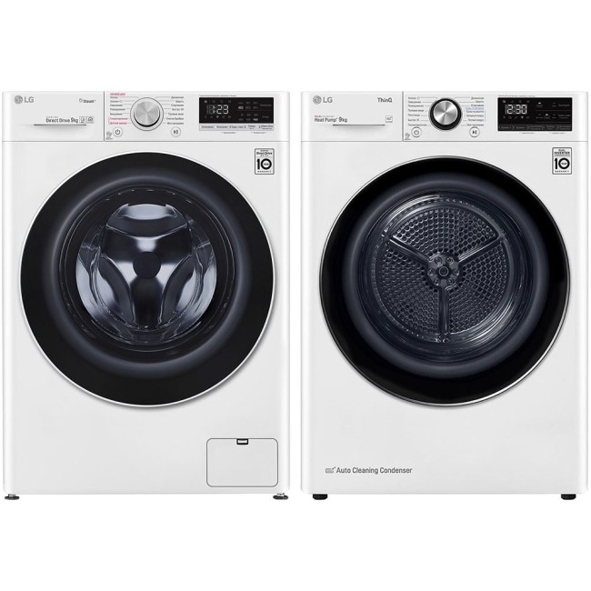 Комплект стиральная и сушильная машина LG F4V5VS0W + DC90V9V9W