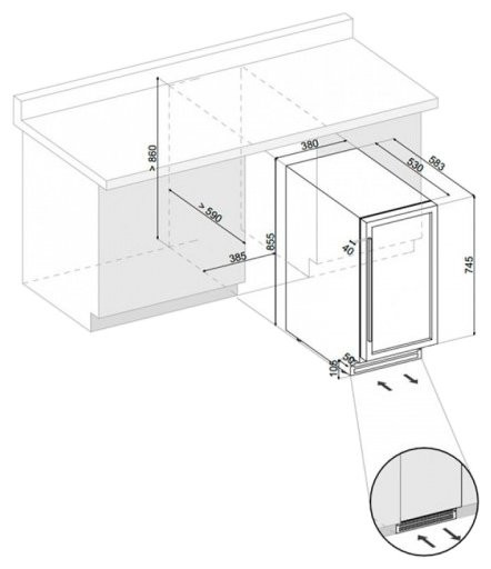 Встраиваемый винный шкаф Dunavox DAU-32.81SS