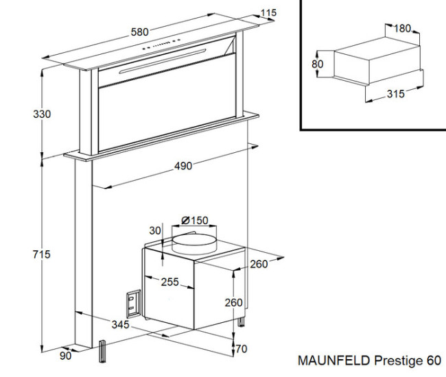 Вытяжка Maunfeld Prestige 60 черный