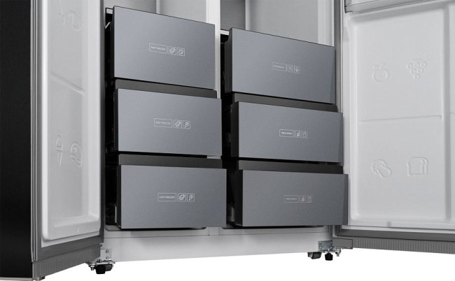Холодильник WEISSGAUFF WSBS 590 NoFrost Inverter Premium Inox Glass Холодильник WEISSGAUFF WSBS 590 NoFrost Inverter Premium Inox Glass