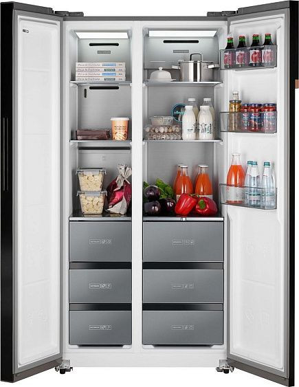 Холодильник WEISSGAUFF WSBS 590 NoFrost Inverter Premium Inox Glass Холодильник WEISSGAUFF WSBS 590 NoFrost Inverter Premium Inox Glass