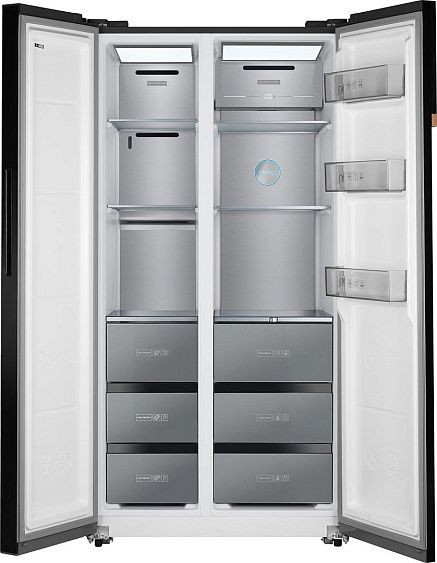 Холодильник WEISSGAUFF WSBS 590 NoFrost Inverter Premium Inox Glass Холодильник WEISSGAUFF WSBS 590 NoFrost Inverter Premium Inox Glass