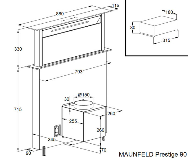 Вытяжка Maunfeld Prestige 90 черный